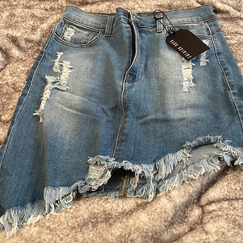 Jean mini side skirt